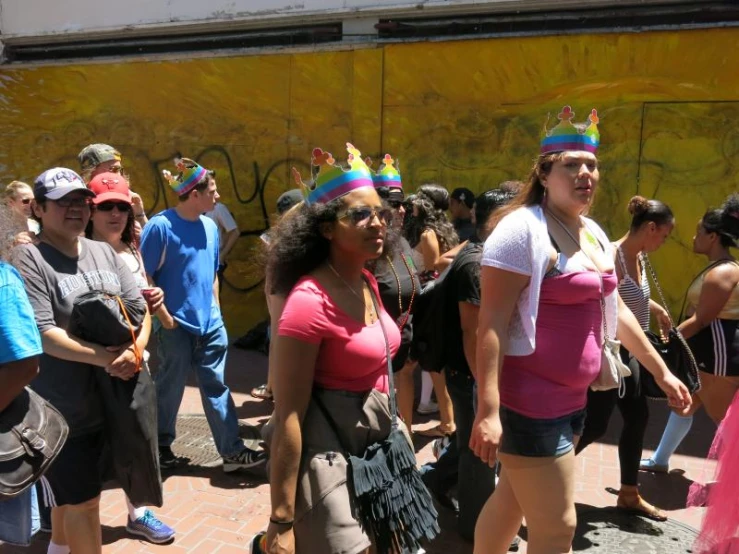 group of girls with headbands at parade