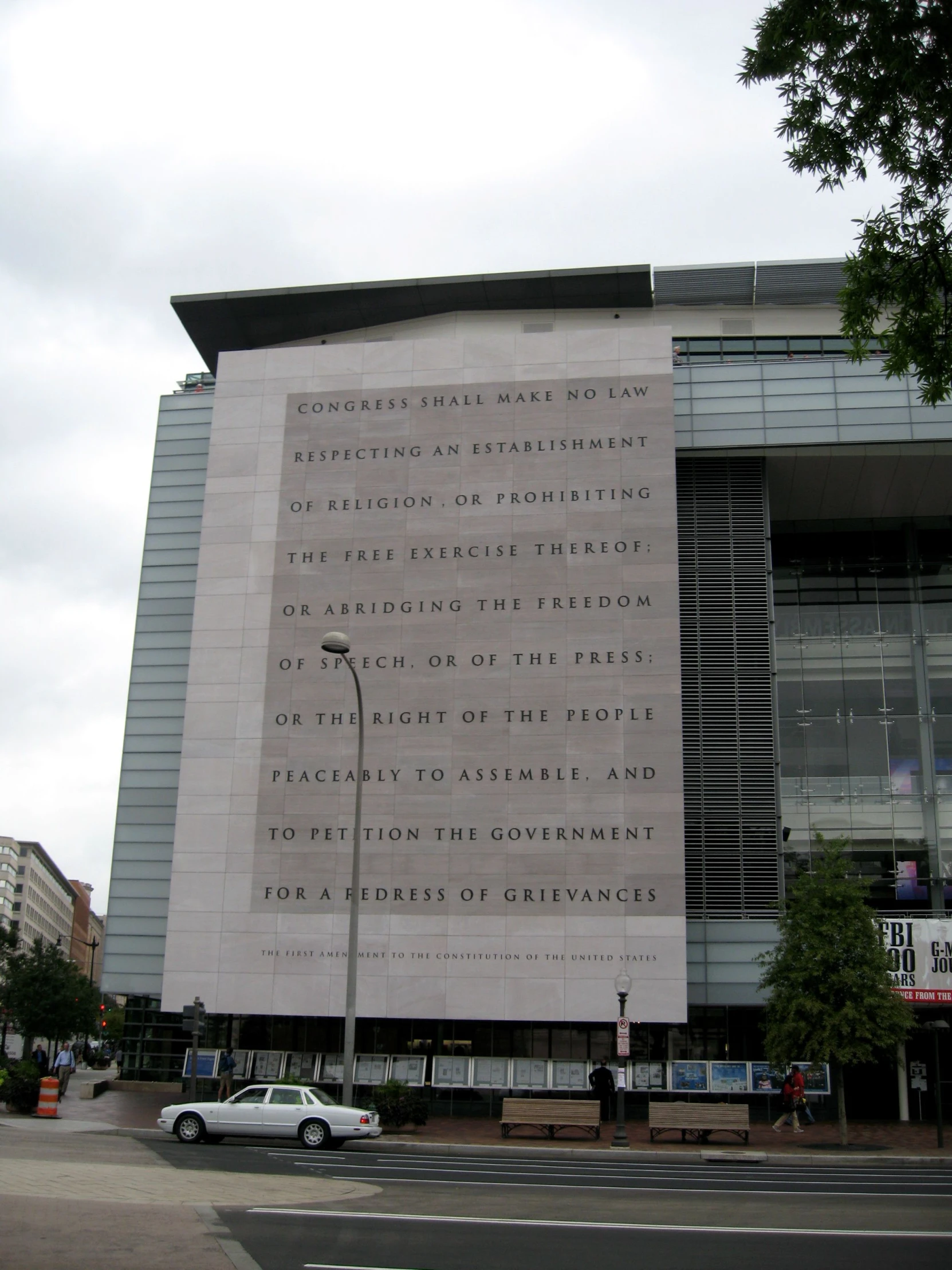 this building has a large white sign over it