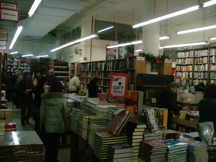 a bookstore with lots of books on the shelves