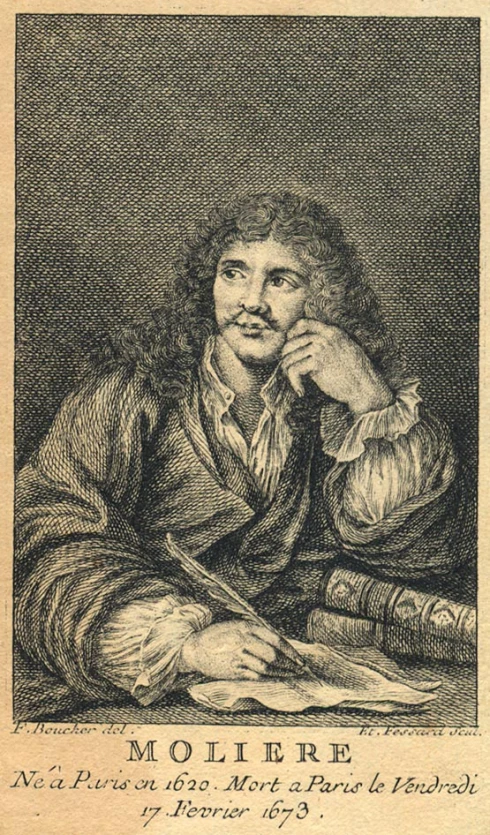 an engraving of a man sitting at a desk
