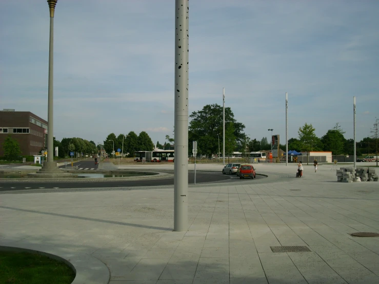 street pole in large empty empty parking lot