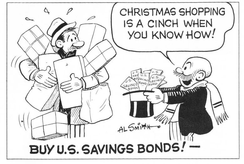 an ad featuring a cartoon about savings bonds