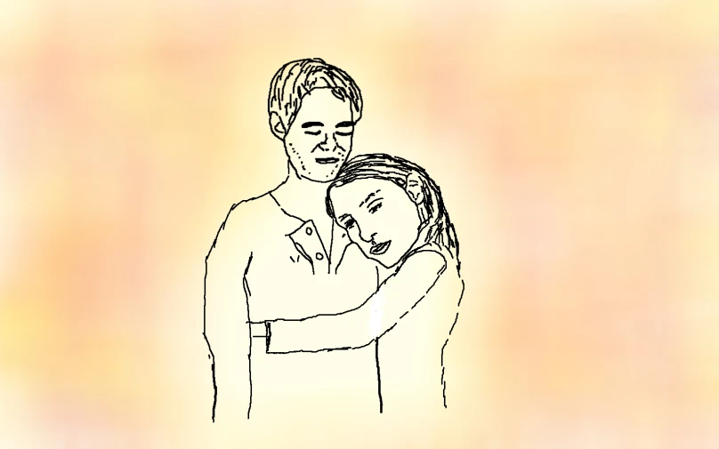 a man holding a woman while she is hugging her