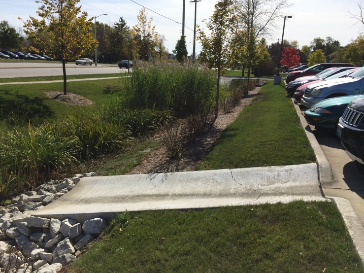 parked cars are lined up beside the road