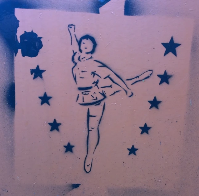 a drawing of a person dancing on paper