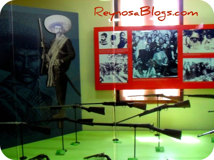 a museum exhibit featuring an officer's pos and artifacts