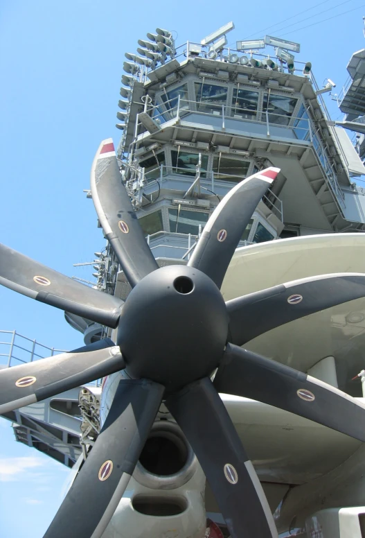 an image of an airplane propeller on top of a ship