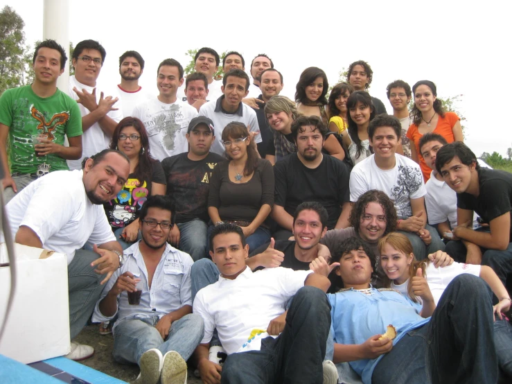 an image of a group of people on the steps posing for a po