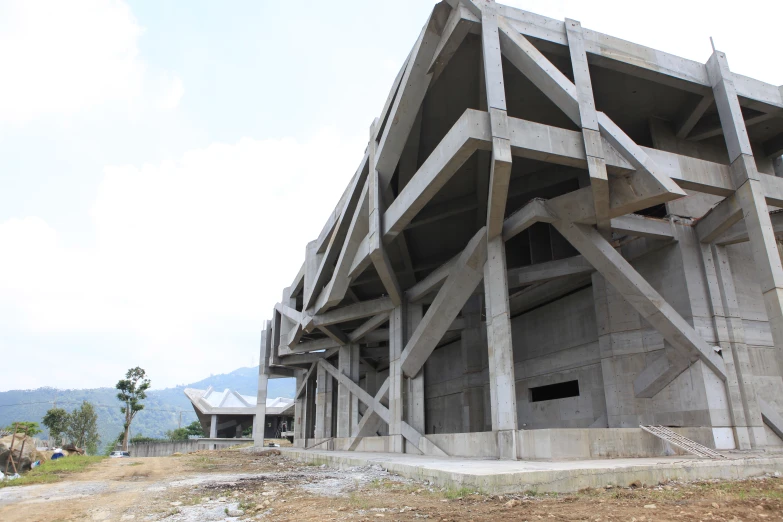 a view of the underside of a building under construction