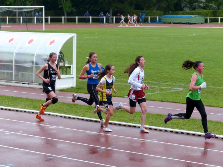 runners going along the starting line of a stadium