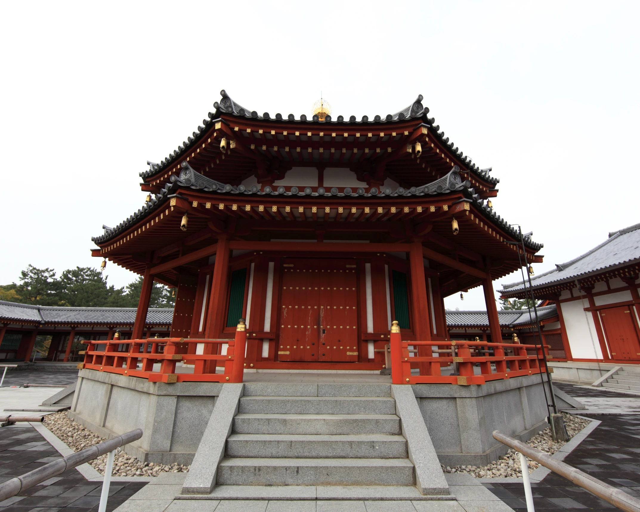 a pagoda with steps leading up to it