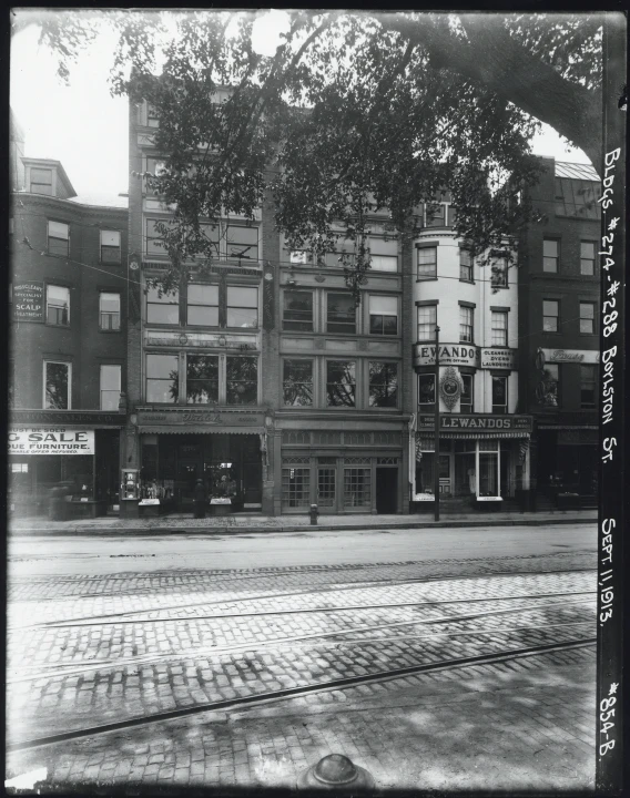 an old street scene with a stop light