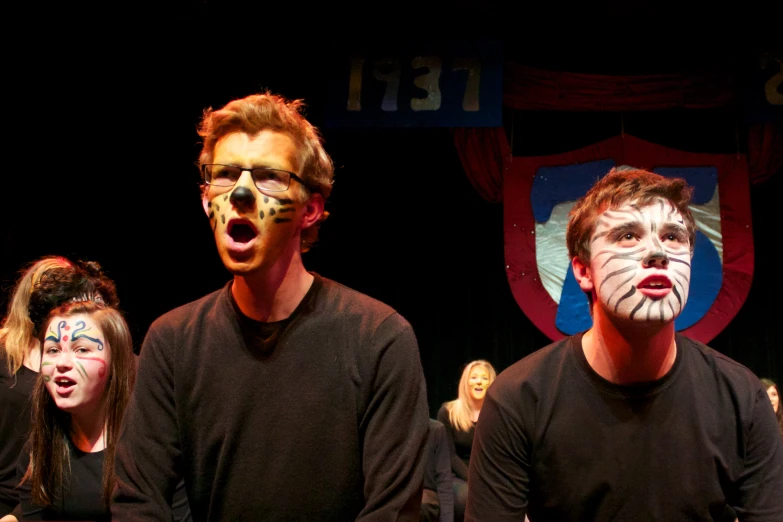 two actors wearing masks on their faces