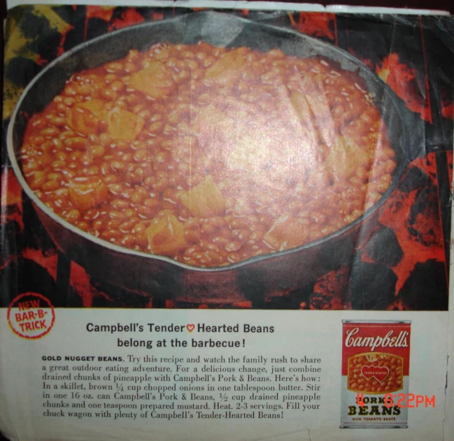 an old recipe advertises soup with beans