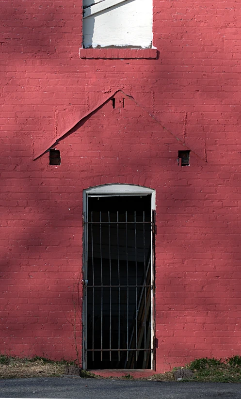 the doors are open on the outside of this building