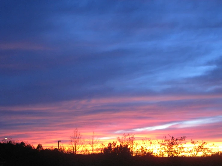 the sky is very colorful in the evening