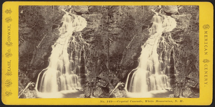 two sepia pograph of an old picture of a waterfall