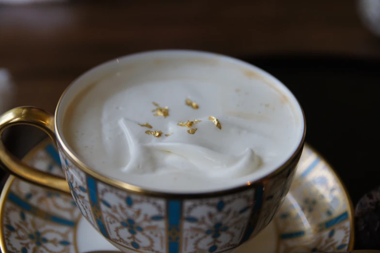 there is a cup that has been used as a saucer