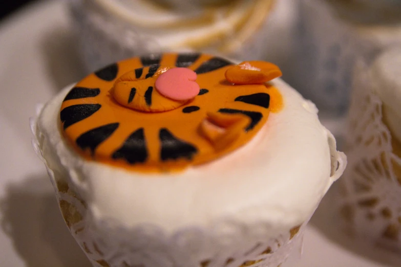 there is an icing on top of a cupcake