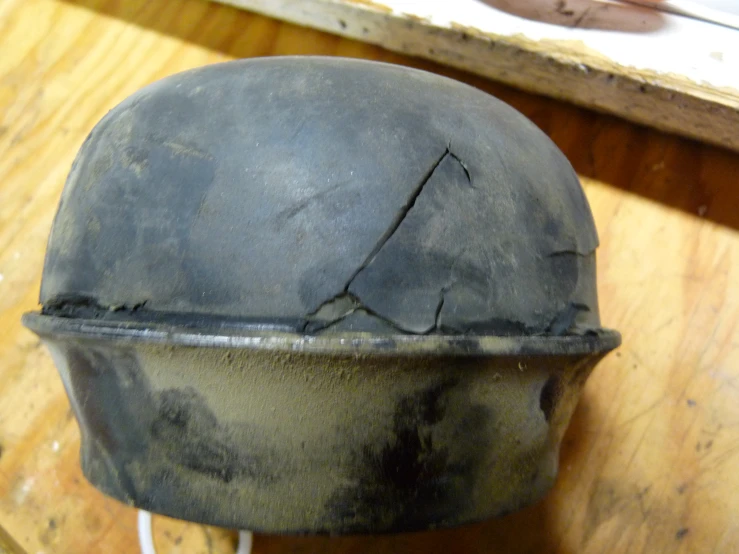 the helmet on top of the desk has a  in it