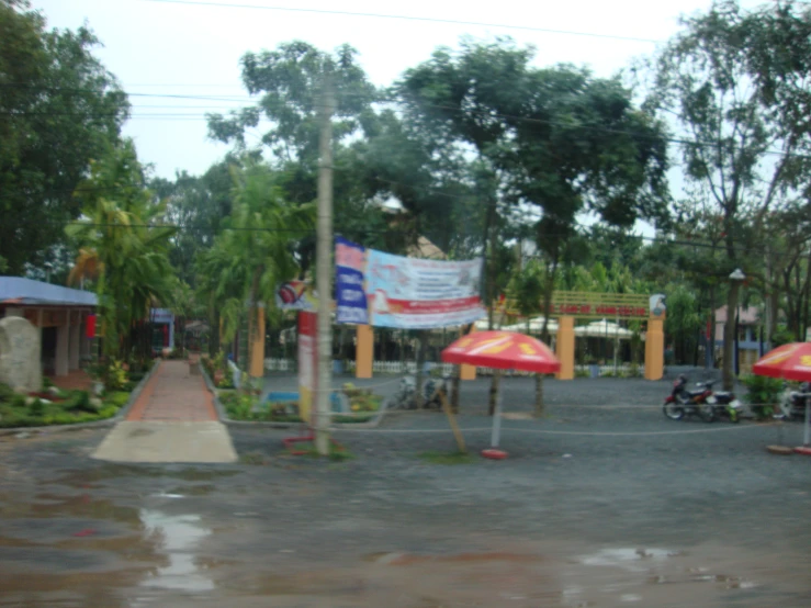 people stand under umbrellas in an open area