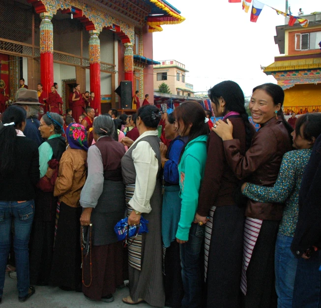 there is a group of people standing outside