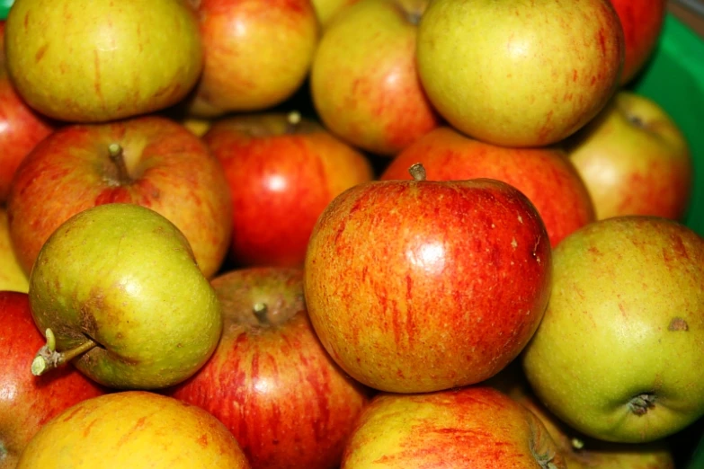 a closeup view of the inside of apples