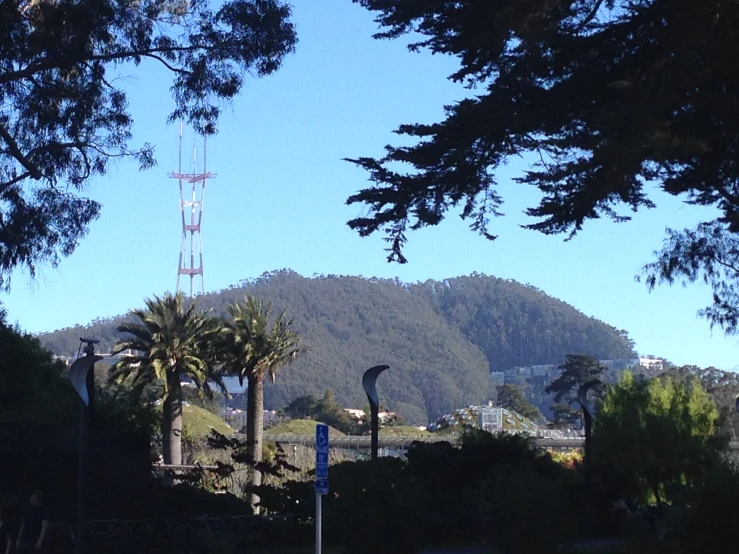 a view of a cell tower from below