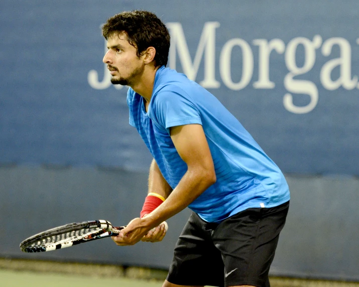 a man holding a tennis racket in his hand