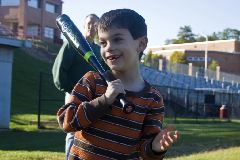 a  holding up his baseball bat