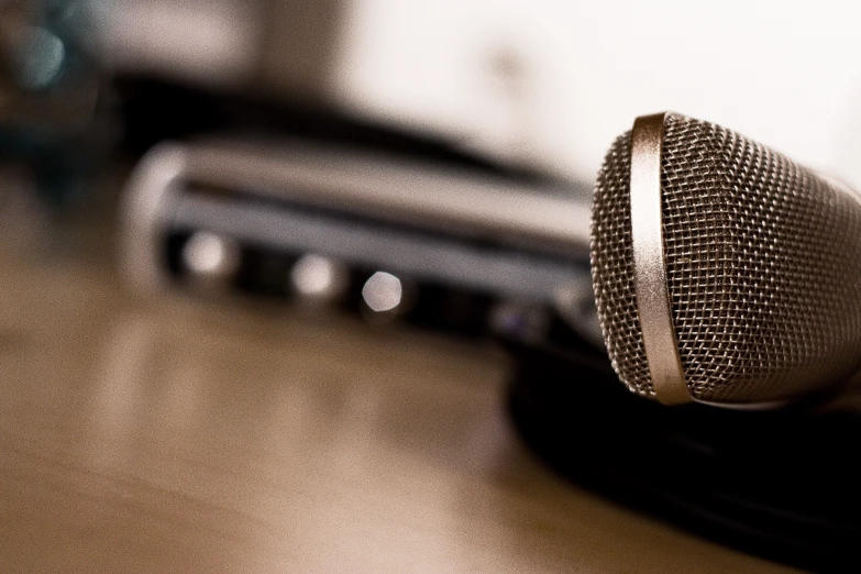 a close up view of a microphone and a mic