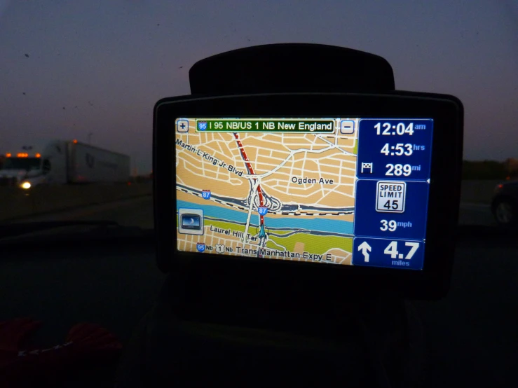 an gps device with its display, setting at 3 39