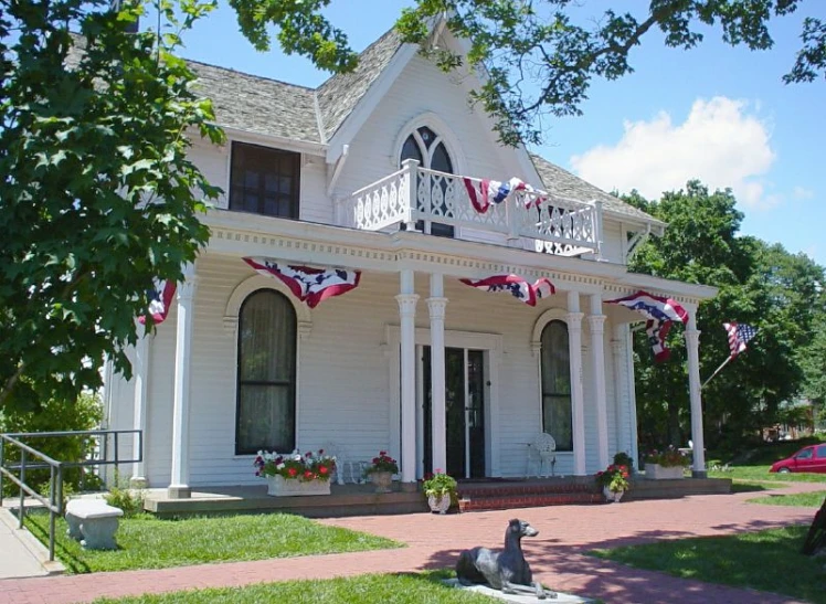 a house with an american flag flying on top