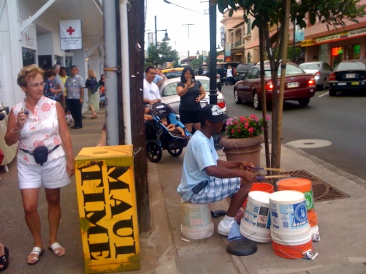 the woman is selling his hair products on the street