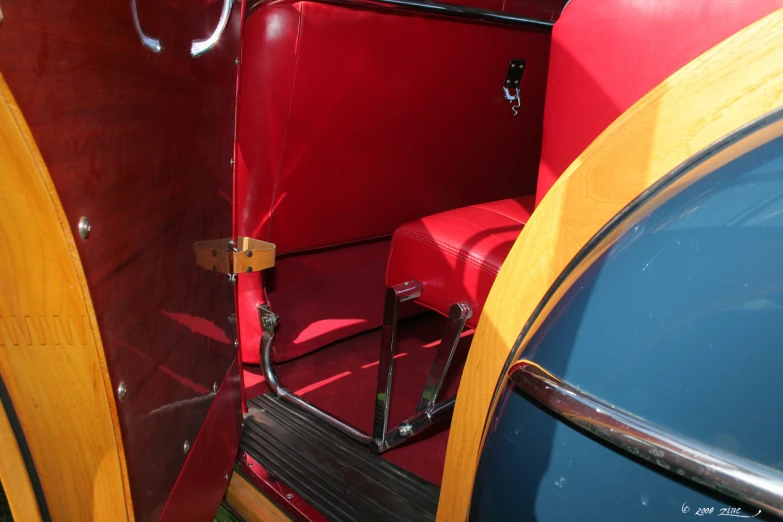the interior of a vehicle, with its door open