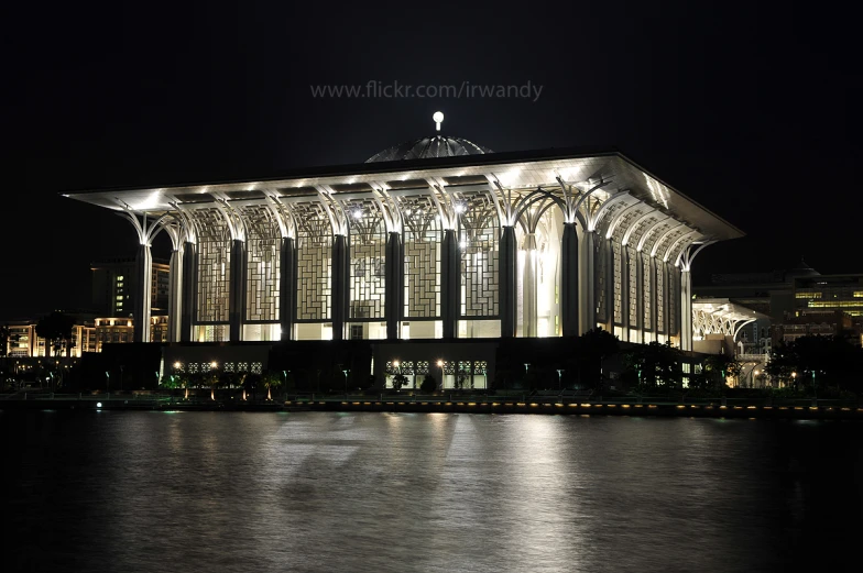 an image of a building lit up at night