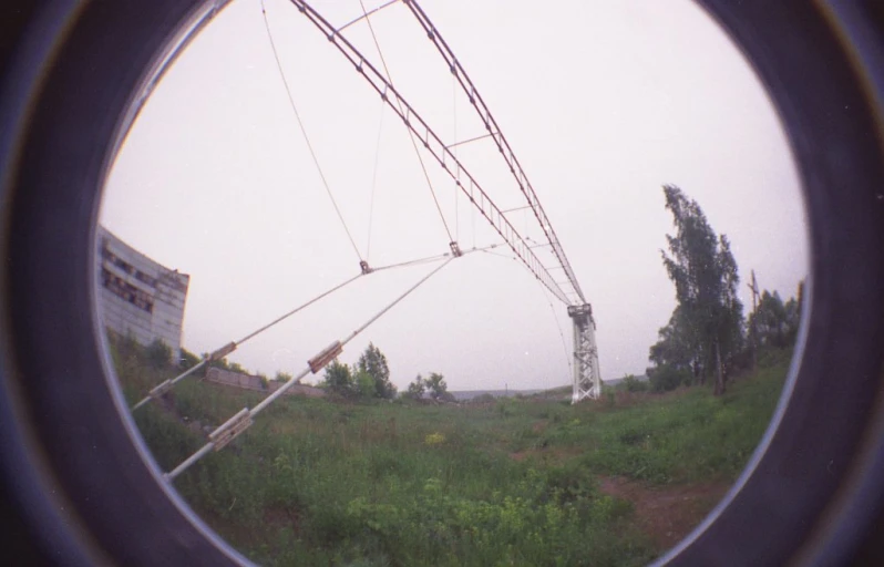 a round image taken from inside an electrical pole