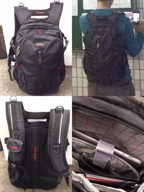 multiple pictures of the back packs and back packs