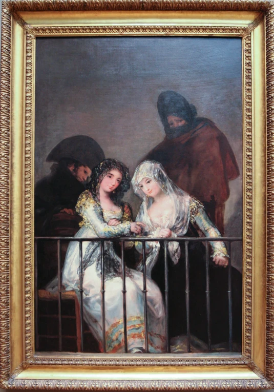 a painting of a woman and two men