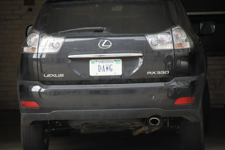 a car is parked under the garage door