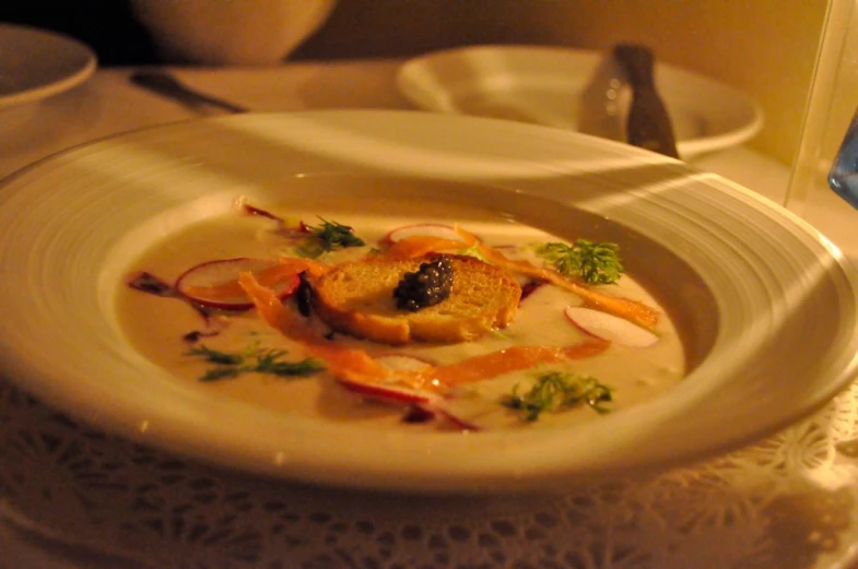 a white plate with some food on top of it