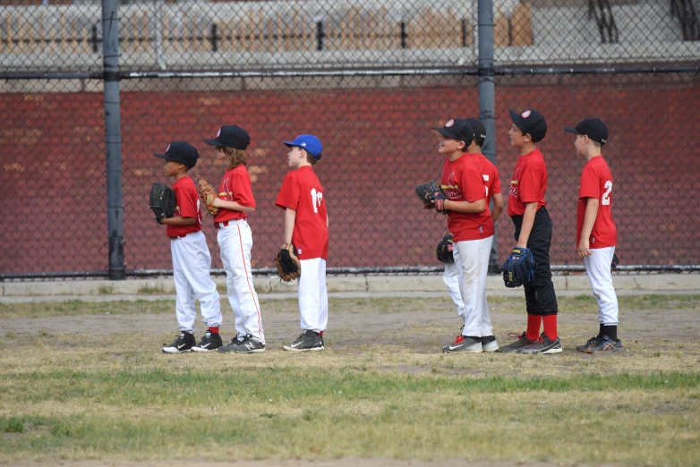 a group of s standing next to each other in baseball uniforms