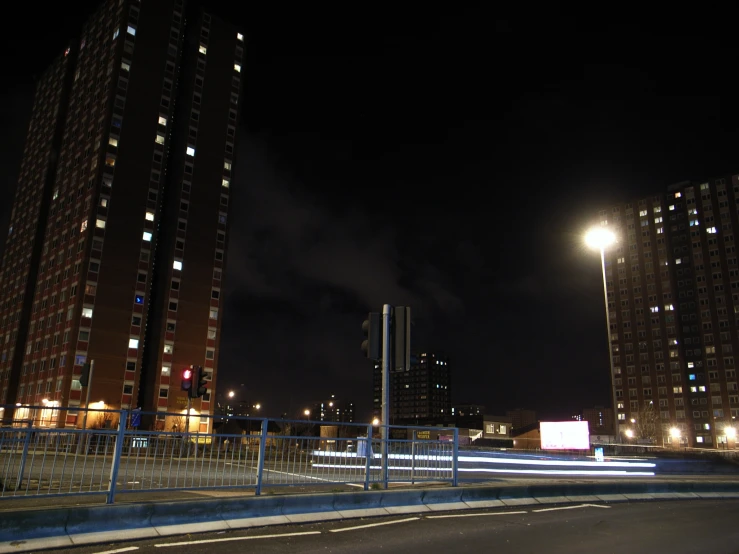 night time view of an urban street in the city