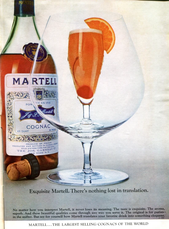 this advertit features an image of a wine glass and a bottle of marreccino