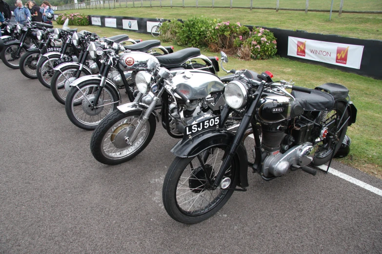 a row of motorcycles are parked next to each other