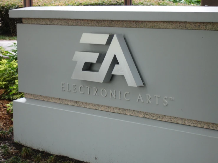 an electronic arts sign in front of a park