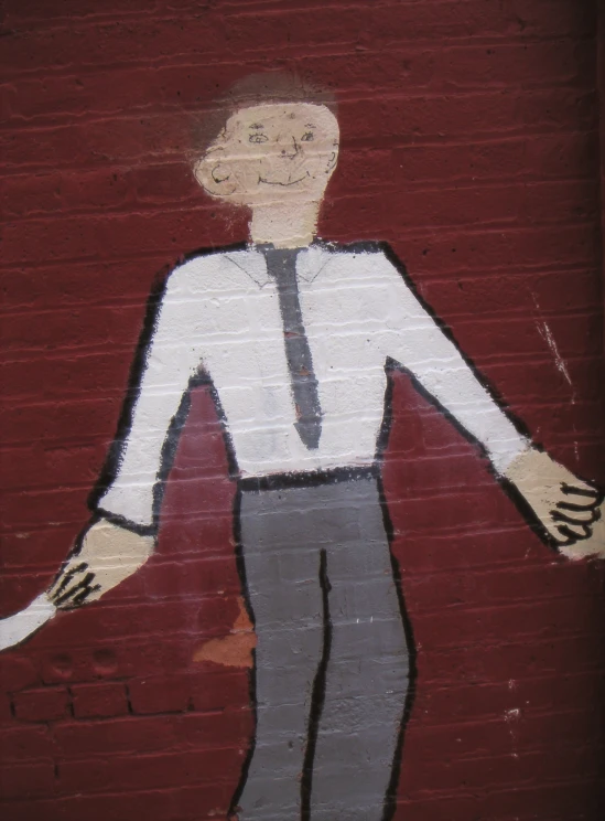 a drawing of a man is painted on the wall