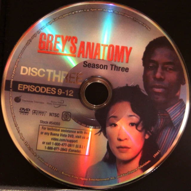 the cover of grey's anatomy on a disc
