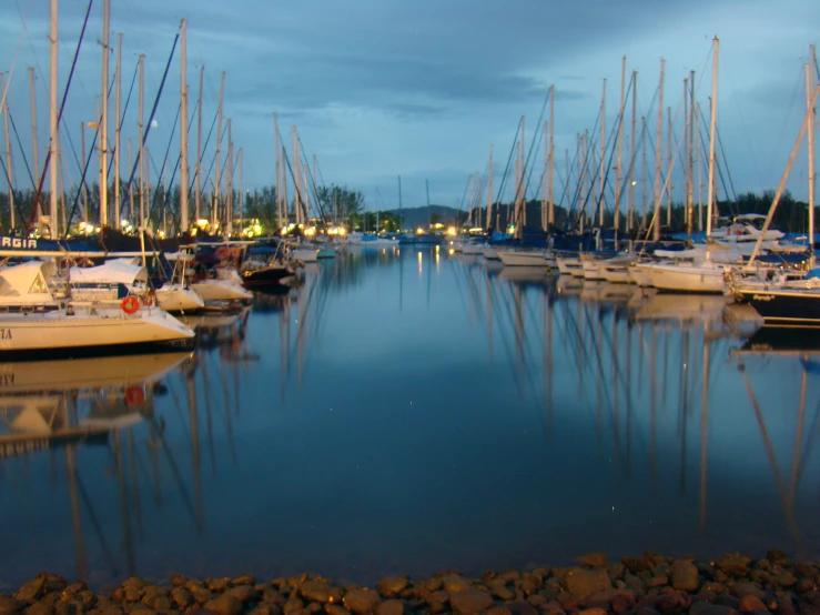 a bunch of boats are docked in the harbor