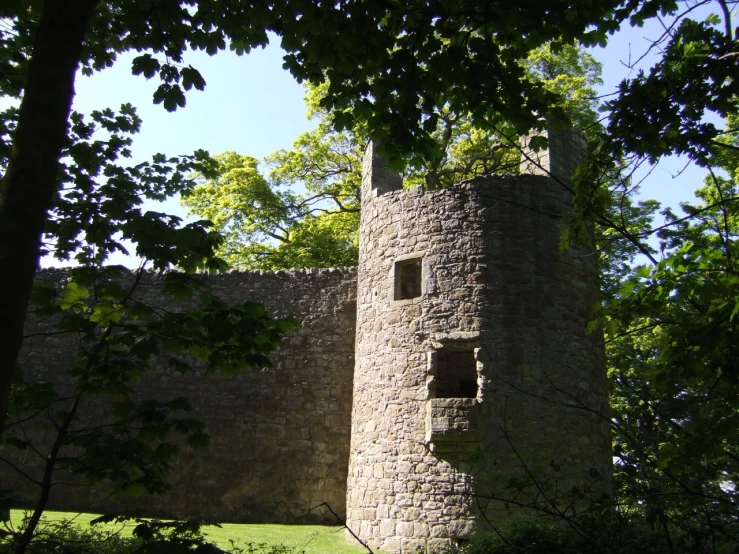 a large tower built in the middle of a lush green park